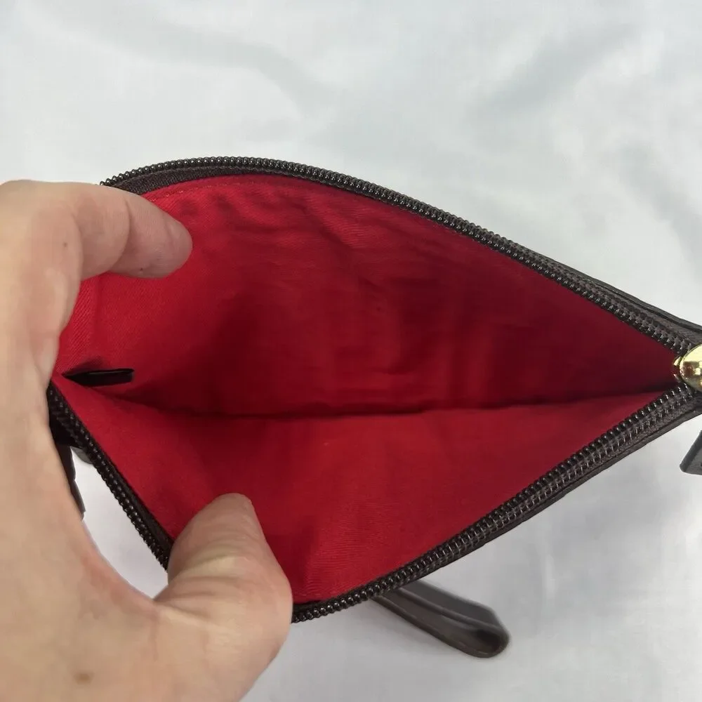 Dooney & Bourke Chocolate Brown Woven Flat Leather Wristlet Wallet - Picture 4 of 6